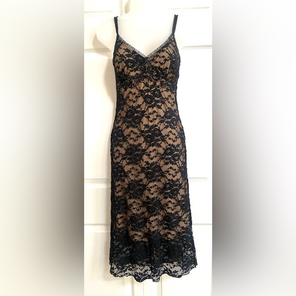 Ann Ferriday Vintage Dress Black Lace Slip Dress Sleeveless Straps size OS - Picture 2 of 16
